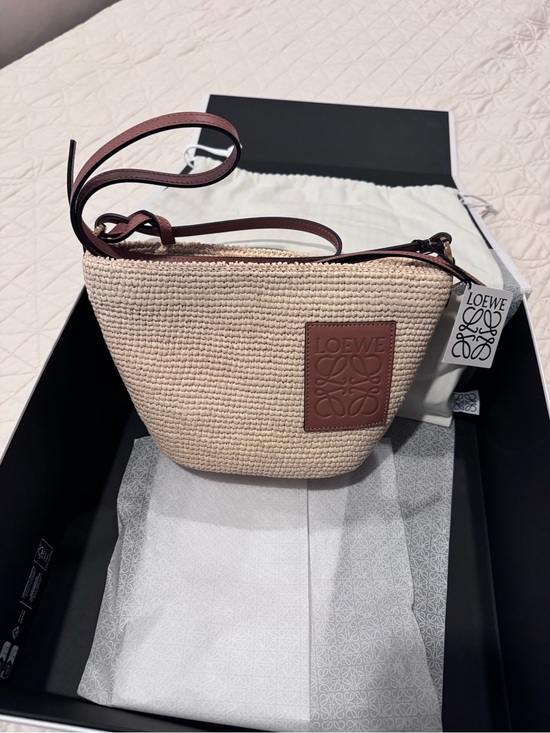 Loewe Handbags - Loewe Slit pochette bag in raffia and calfskin- NEW with tags and box